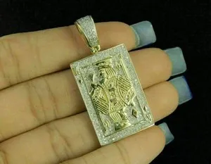 Authentic 2.20Ctw Round Cut Moissanite King Card Poker Pendant 14k Yellow Gold Plated