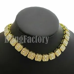Authentic Hip Hop Gold Plated Large Crown King & 16" 18" 20" Iced Baguette Chain Necklace