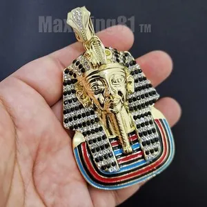 Authentic Pharaoh’s Iced Crown: Gold‑Plated Cubic Zirconia Necklace of Tutankhamun