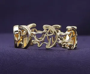 Authentic Lion King Simba Outline Ring 14K Yellow Gold Plated 925 Sterling Silver