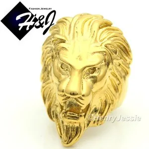 Authentic MEN's Gold Plated Lion King Face Ring Size 8-14*GR74