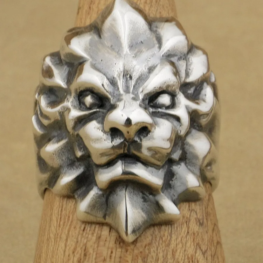 Authentic 925 Sterling Silver Abstract King Lion Ring Biker Rock Punk Jewelry TA01 US Size 7~15 BZ