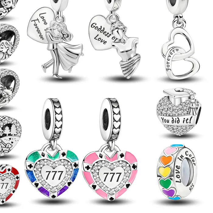 Authentic 925 Silver Plated Sweet Couple Love Heart Venus De Milo Series Bead Diy Bracelet Making Of High Quality Jewelry