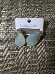 Authentic Tears of the Sun Resin Amber Marble Drop Talismans - Vitality and Grounding Gold Plated Earrings