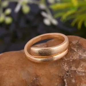 Authentic 18K Gold Plated Bold Wide Round Texture Bypass Ring Ring for Women & Girls