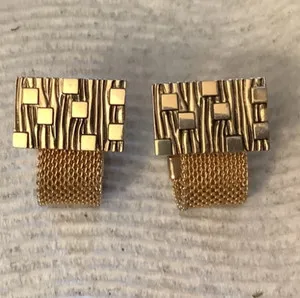 Authentic VINTAGE ANSON Cufflinks purchase gold plated bark texture and mesh