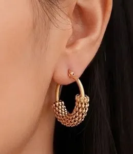 Authentic Celestial Harmony: Gold Plated C-Shaped Earrings for Spiritual Alignment