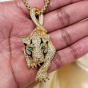 Authentic 3Ct Round Cut Lab-Created Diamond Tiger Head 14K Yellow Gold Plated