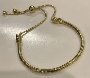 Authentic Pandora Snake Chain Slider Bracelet Adjustable 11" 568640c01-02 18k gold Plated