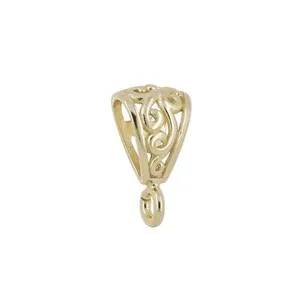 Authentic Gold Plated Sterling Silver Slider Pendant Clasp Bail w/ Heavy Duty Loop #97564