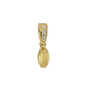 Authentic Gold Plated Sterling Silver CZ Pendant Pinch Bail Clasp Connector Slider #51875