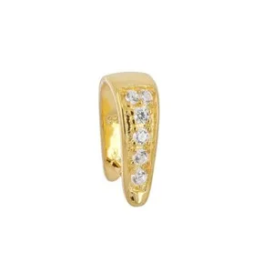 Authentic 18kt Gold Plated Sterling Silver CZ Pinch Bail Pendant Clasp Slider #99778