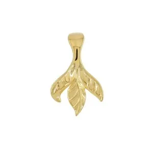 Authentic Gold Plated Sterling Silver 3 Leaf Pinch Bail Pendant Clasp Slider #97202