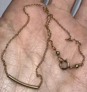 Authentic 1/20th 14k GP Anklet 10-11" Long Chain Slider Bar Pendant Gold Plated