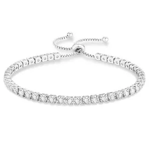 Authentic Tennis Bracelet Gold Plated 5ACZ CubicZirconia Adjustable Slider Women jewellery
