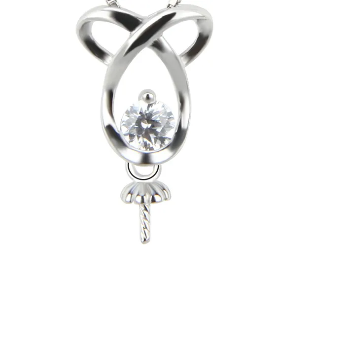 Authentic CLUCI 925 Sterling Silver Zircon Pearl Pendant Mounting for Necklace Jewelry Making Silver 925 Pendant Women Jewelry SP045SB