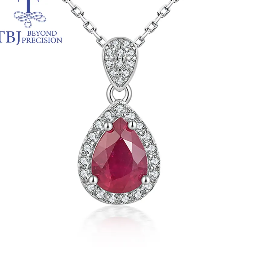 Authentic Exquiste silver ruby pendant necklace small elegant designs S925 silver natural gemstones fine jewelry for women daily wear
