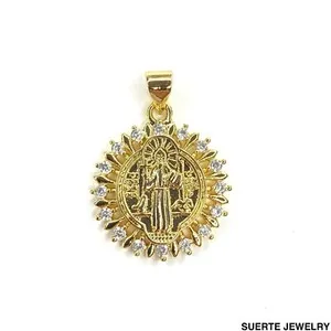 Authentic 14k Gold Plated Saint Benedict Medal Charm Pendant San Benito Medalla Dije
