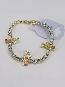 Authentic Pulsera SAN Benito Oró Laminado Italiano/Bracelet Saint Benedict Gold Plated 18k
