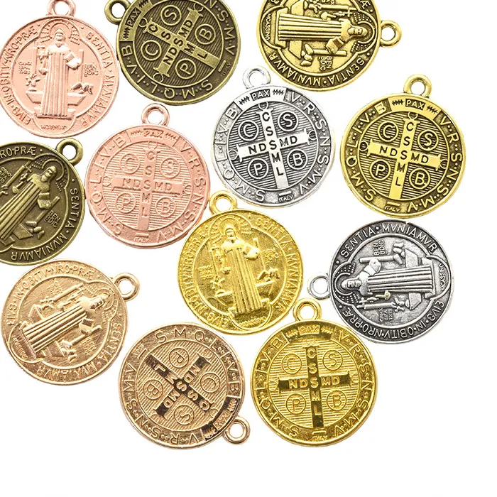 Authentic 10Pcs 6 Color 20 23Mm St Benedict Medals Charms Saint Benedict Protection From Evil Pendants For Diy Jewel