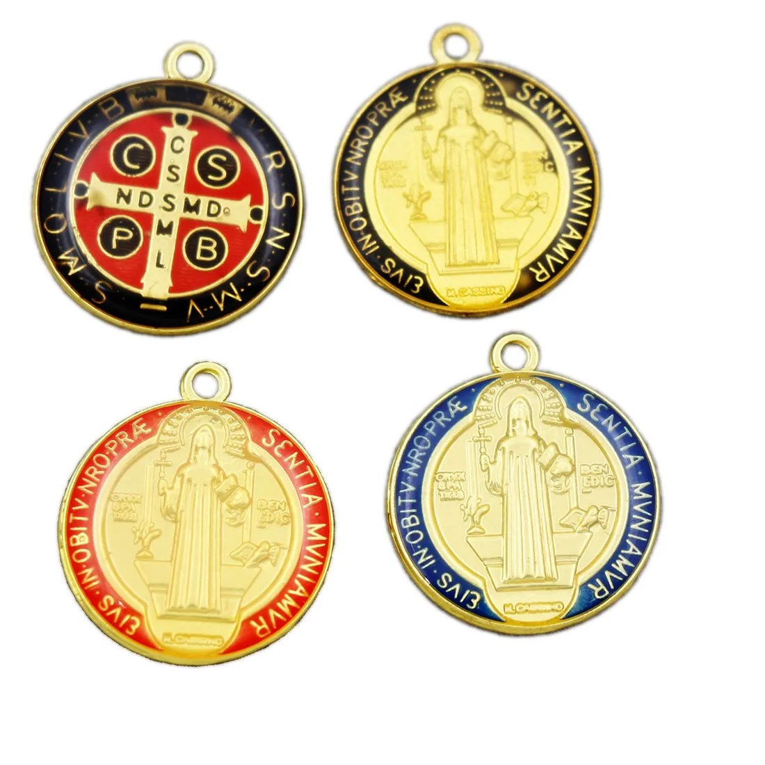 Authentic Enamel Saint Benedict Medal Cross Crucifix Smqlivb Beads 23.2x27mm 3pcs/lot 3Colors Pendants Handmade Jewelry DIY L1669