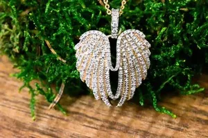 Authentic Celestial Embrace 2Ct Lab Created Diamond Angel Wings Pendant in Radiant 14K Gold Plate