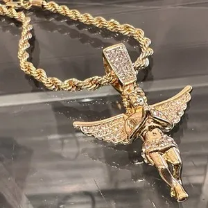 Authentic Celestial Guardian: 14k Gold-Plated Angelic Radiance Pendant