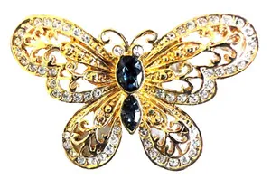 Authentic Butterfly Brooch Pin Jewelry Gold Plated Metal Crystal Wings Mothers Day Gifts