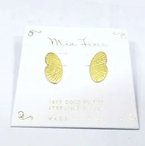 Authentic Ethereal Metamorphosis Butterfly Wings Talisman - 18KT Gold Plated Sterling Silver Sacred Earrings