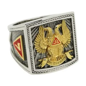 Authentic Scottish Rite 32 Degree Wings Up Masonic Knights Templar Silver 18k Gold Plated