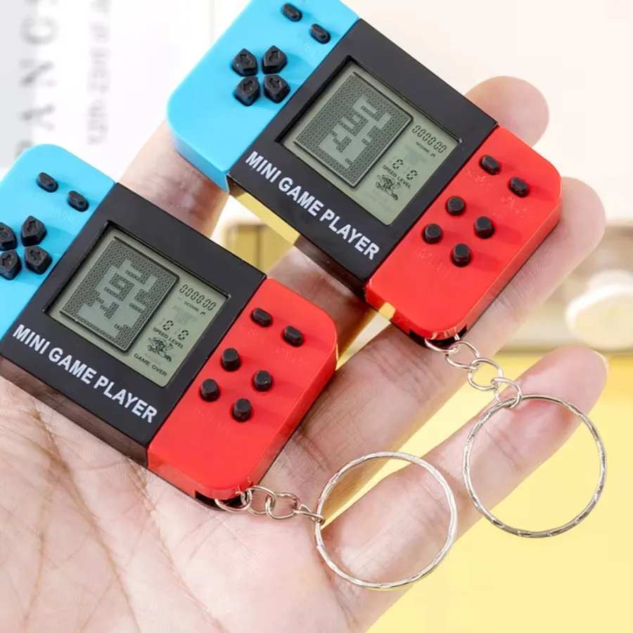Authentic Jardme Classic Tetri Handheld Game Console Keychain Retro Portable Nostalgic for Men and Women Mini Keychain Pendant