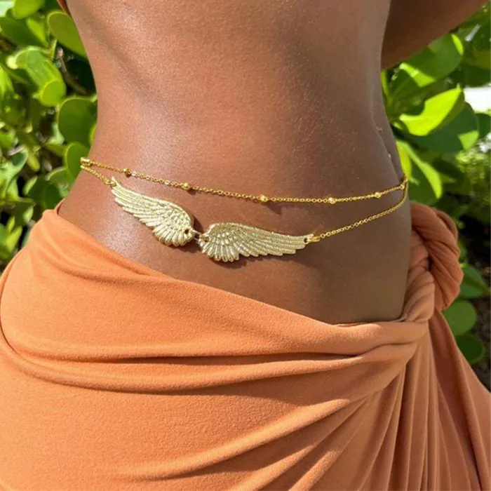 Authentic Celestial Guardian Winged Grace Waist Amulet - Radiant Gold-Plated Body Talisman