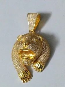 Authentic The Guardian Ursine: 1.75 Ct Moissanite Attacking Bear Talisman in 14K Yellow Gold