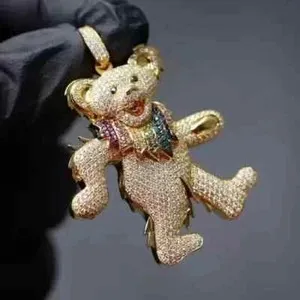 Authentic Teddy Bear's Gentle Guidance: 4Ct Moissanite Men's Pendant