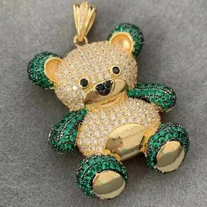 Authentic The Golden Ursa: Radiant Moissanite Teddy Bear Talisman in 14K Yellow Gold Finish