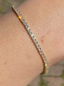 Authentic Radiant Eternal Orbit Lab-Created Diamond Tennis Bracelet in 14K Yellow Gold Plating