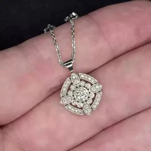 Authentic 3.5CT Round Cut Lab Created Diamond Women's Chain Pendant 14K White Gold Plated