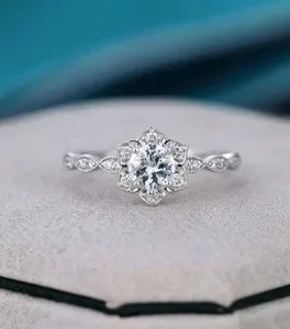 Authentic 2.10Ct Round Cut Lab-Created Diamond Women's Wedding Ring 14K White Gold Plated