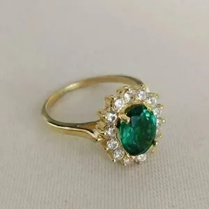 Authentic 3Ct Round Cut Lab Created Emerald Women's Wedding Ring 14K Yellow Gold Plated