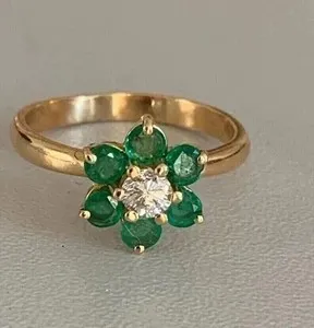 Authentic 2Ct Round Cut Lab Created Emerald Women's Wedding Ring 14K Yellow Gold Plated