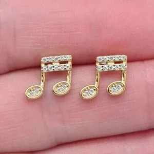 Authentic Celestial Symphony: Radiant Gold-Plated Musical Note Amulets