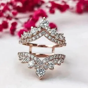 Authentic 2Ct Round Cut Lab Created Diamond Enhancer Guard Ring 14K Rose Gold Plated