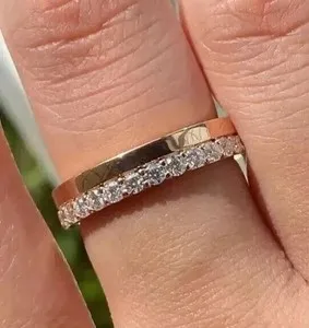 Authentic Lab Created Diamond 1.00Ct Round Cut Wedding Band Ring 14K Yellow Gold Plated