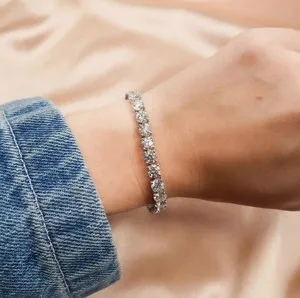 Authentic 9.50 Ct Round Lab Grown Diamond Certified Tennis Bracelet 14k White Gold Plated