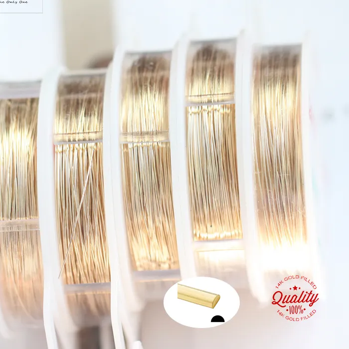 Authentic 14K Gold Filled Half Round Wire One Meter Half Hard Gold Filled Beading Wire Handmade DIY Jewelry Making Findings Accessories