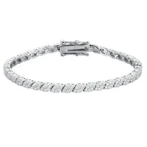 Authentic Celestial Radiance Moissanite Tennis Chain Bracelet in 14k White Gold Plated