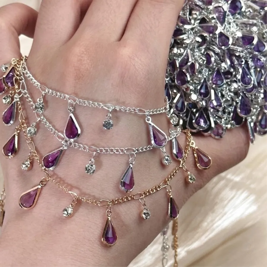 Authentic 0.5/1m Silver Jewelry Making Chains Dangle Teardrop Rhinestone Charms Jewelry Findings for DIY Necklace Ankle Bracelet