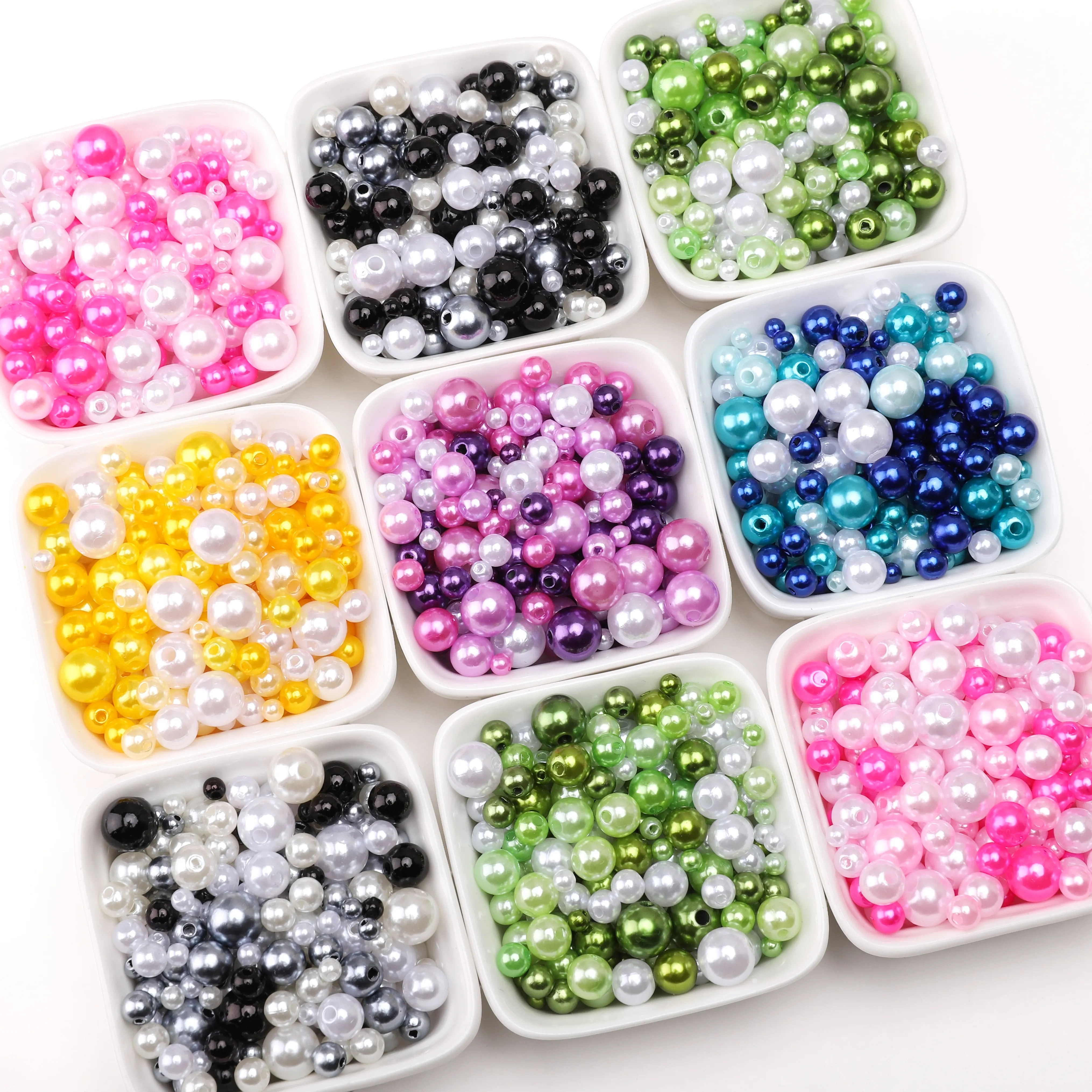 Authentic 4-10mm Mixed Color ABS Imitation Pearl Bead Round Straight Hole Loose Spacer Beads For DIY Jewelry Making Bracelets Necklace