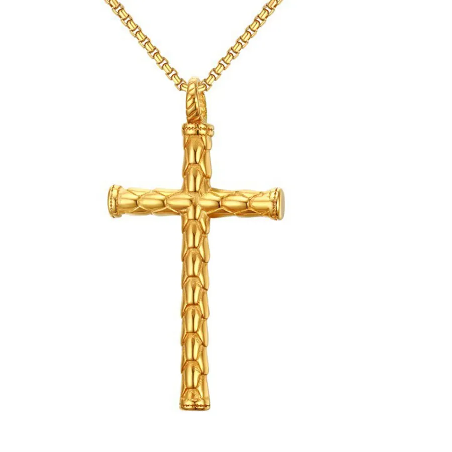 Authentic Punk Vintage Jesus Cross Pendant Gold Color Christian Crux Necklace For Men Women Religious Jewelry 2025