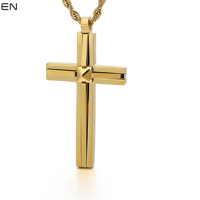 Authentic KALEN Christian Cross Pendant Necklace Men Prayer Crux Chain Choker Christ Prayer Jewelry